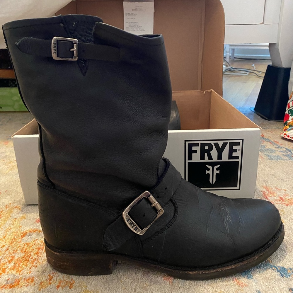 Frye Black Leather Harness Boot